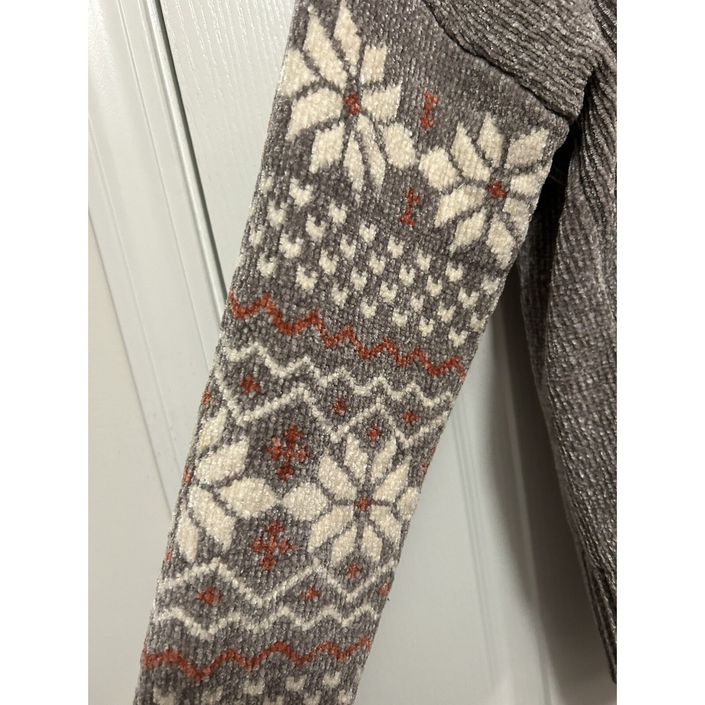 Christian Siriano New York Womens M Grey Chunky Chenille Snowflake Knit Sweater - Picture 5 of 10